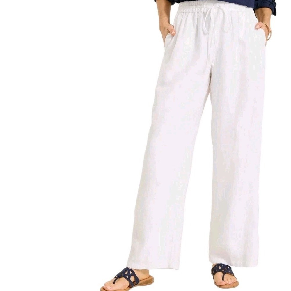 Tommy Bahama Women's White Wide Leg Linen Pants